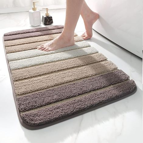 Rutschfeste Badematte, Superweich, Maschinenwaschbar, Saugfähig, 50 X 80 Cm, (beige)