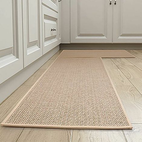 Set Aus 2 Waschbaren, Rutschfesten Küchenteppichen Aus Leinen – Maße 50 X 80 Cm Und 50 X 120 Cm – Gummisohle Für Optimalen Halt