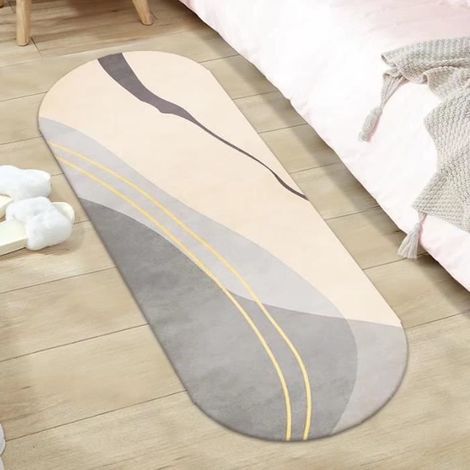 Teppich Für Schlafzimmer, 40 X 120 Cm, Oemg 02, Kaschmirimitat-teppich, Ovaler, Rutschfester Tpr-nachttischteppich