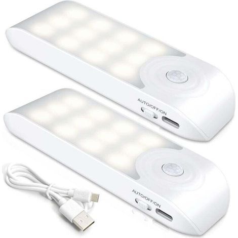 Wiederaufladbares Led-nachtlicht, Set Mit 2 Automatischen Led-bewegungsmelder-lampen, Tragbare Magnetische Wandleuchte, Ideal Für Kleiderschrank, Schlafzimmer, Flur, Garderobe, Treppen.