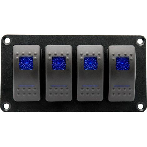 12-v-wippschalterfeld – 4 Hintergrundbeleuchtete Schalter – Wasserdichtes Aluminium Für Boot Und Fahrzeug – Einfache Installation