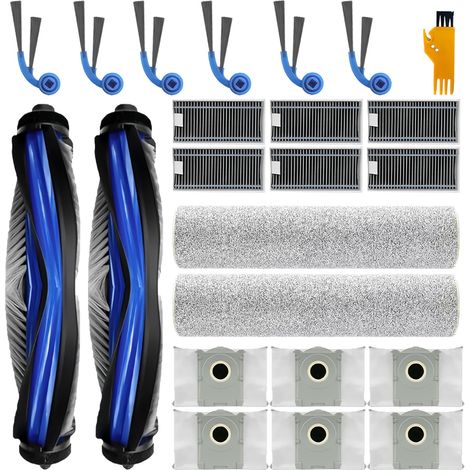 24 Zubehörteile Für Ecovacs Deebot T80 Omni / T80 Staubsauger, 2 Hauptbürsten, 2 Wisch-reinigungswalzen, 6 Filter, 6 Pulverbeutel, 6 Seitenbürsten, 2 Reinigungswerkzeuge