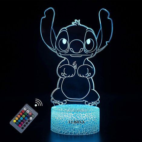 3d Lilo Stitch Nachtlicht – Geschenk, Party-dekoration, Kawaii-plüsch Für Jungen Und Kinder – Lampe – 16 Farben – Fernbedienung – Marvel-lampe