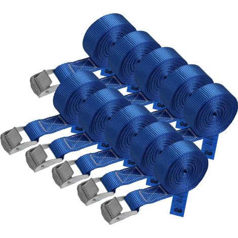 Aiducho Krallengurt Zurrgurt Befestigungsgurt - Blau - Maximale Belastung 250 Kg, 10 Stück À 2,5 Cm X 4 M
