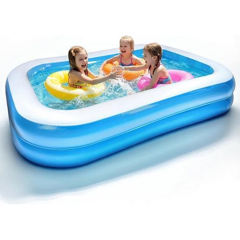 Aufblasbarer Pool 260 X 155 X 45 Cm, Großer Rechteckiger Pool Für Kinder Und Erwachsene, Faltbarer Outdoor-pool Für Garten, Terrasse Und Sommerpartys, Aufblasbarer Pool Für Drinnen Und Draußen, 2,6 M