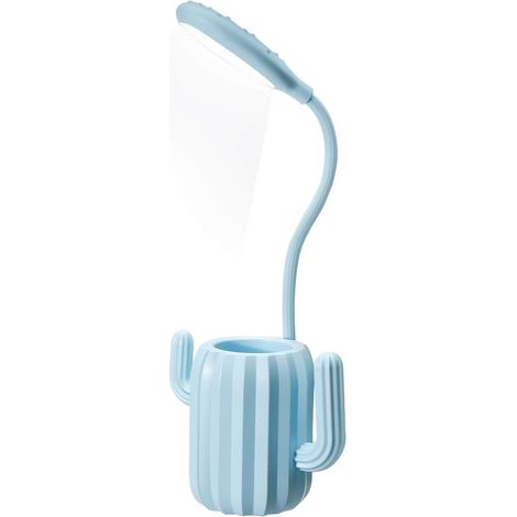 Kinder-schreibtischlampe, Dimmbare Touch-led-schreibtischlampe, Nachttisch-leselampe, Aufladbare Schreibtischlampe, Kabelloser Stifthalter – Blau-fei Yu