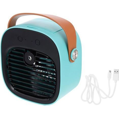 Leiser Kompakter Usb-tischventilator. Usb Wiederaufladbar. Blau
