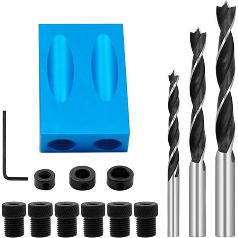 Schrägbohrlehre, Taschenlochlehre Mit 15-zoll-bohrern, Tischler-positionierer, Holzbearbeitung, Eckbohrführung Mit Adapter Für 6/8/10 Mm Löcher