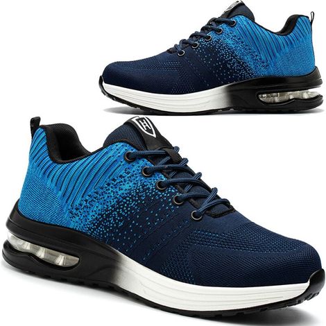 Sicherheitsschuhe Herren Damen Leichter Sicherheits-sneaker Atmungsaktiver Bequemer Arbeitsschuh Mit Stahlkappe Größe Blau 43 Sicherheitsschuhe