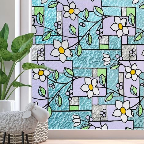 Sichtschutz-fensterfolie, Buntglasfolie, Selbstklebende, Blickdichte Milchfolie, Uv-schutz (45 X 200 Cm)