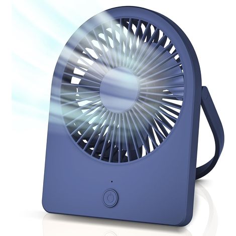 Tragbarer Usb-tischventilator Mit 3 Geschwindigkeiten, Faltbarer Hängender Mini-ventilator, Extrem Leise Für Zuhause, Büro, Büro, Blau