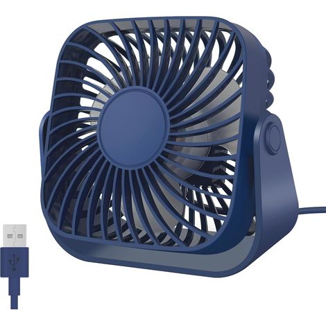 Usb-ventilator, Kleiner Schreibtischventilator, Mini-persönlicher Ventilator, 3 Geschwindigkeiten, 360°-drehung, Schreibtischventilator Für Büro (blau)