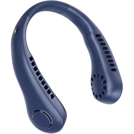 Wiederaufladbarer Nackenventilator Für Damen Und Herren, Tragbarer, Freihändiger, Flügelloser Nackenventilator Mit Led-anzeige, 5 Geschwindigkeiten, Für Reisen, Wandern, Sport Und Küche, Blau