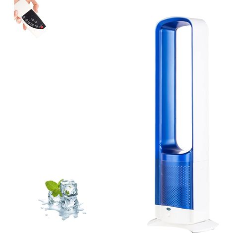 Ymyny Leiser, Flügelloser Ventilator Für Die Kühlung Im Home-office, 180°-oszillation Mit Fernbedienung, Led-touchscreen, 3 Geschwindigkeiten, Persönlicher Tischventilator (blau)