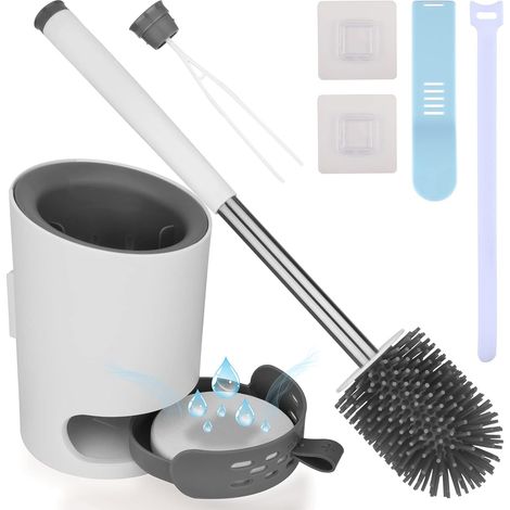 Zolginah Toilettenbürste, Antibakterielle Silikon-toilettenbürste, Toilettenbürste, Besenbürsten-set Mit Hängehalter, Versteckte Pinzette, Kieselalgenschlamm, Klebehaken, Toilettendeckelgriff Für