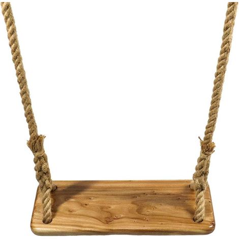 Aiperq – Massivholzschaukel Mit Verstellbarem Hanfseil – Abmessungen 40 X 16 X 2,3 Cm – Maximale Belastung 200 Kg – Inklusive Zubehör – V7110c