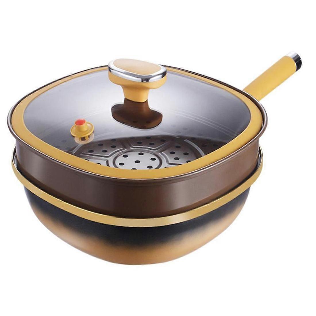 Poêle À Frire Profonde En Alliage De Titane Avec Revêtement Antiadhésif Et Couvercle, Accessoire De Cuisine Pour Préparer Des Œufs À La Maison