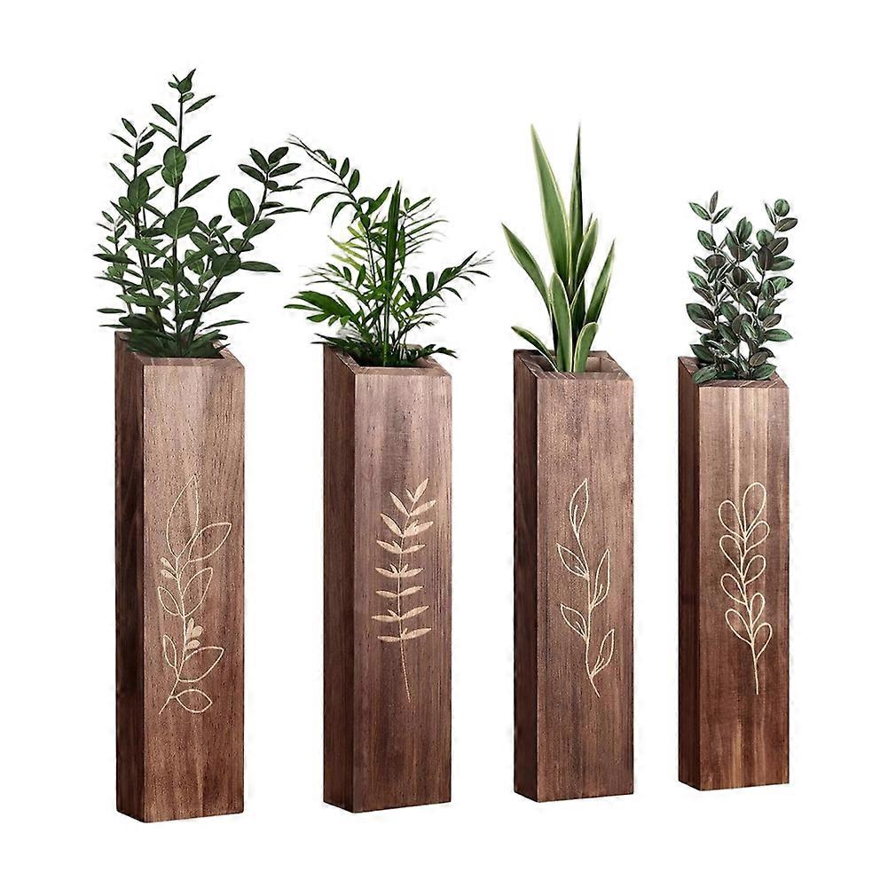 Ensemble De 4 Pièces En Bois Pour Décorer Plantes Et Fleurs Séchées, Décoration Murale Bohème Moderne Pour Salon