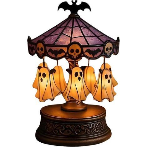 Halloween-geisterlicht-dekoration: Leuchtendes Karussell, Gruselige Karusselllampe, Schwebender Geist, Tischdekoration Für Küche Und Wohnzimmer.