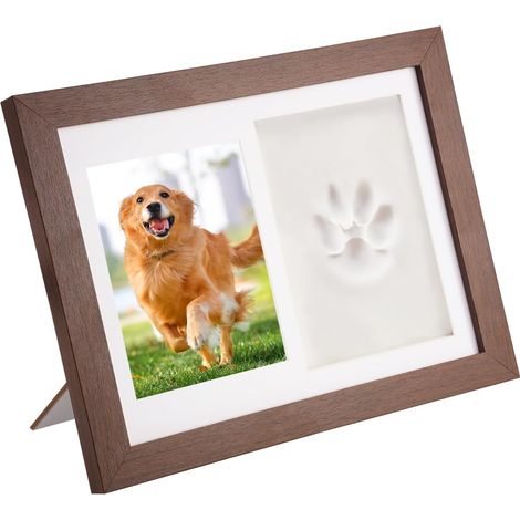 Haustier-fußabdruck-bilderrahmen, Katzen- Und Hunde-fußabdruck-set Mit 14 X 10 Cm Foto, Ton Und Holzstab, Perfektes Erinnerungsgeschenk Für Hundebesitzer, Als Tischdekoration
