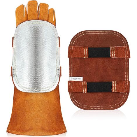 Handhitzeschutz, Schweißhandpolster, Aluminisierte, Rückenschützende, Reflektierende Lederhandschuhe Für Industrielles Schneiden