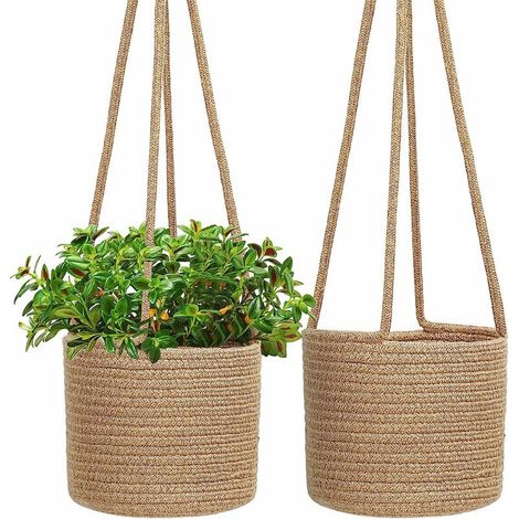 Hängende Pflanzgefäße, Juteseil, Hängekorb, Gewebter Pflanzenaufhänger, Für Den Innenbereich, Hängender Pflanzenhalter Mit Langem Hängeseil, 20,3 Cm, Dekorativer Aufbewahrungsorganisator