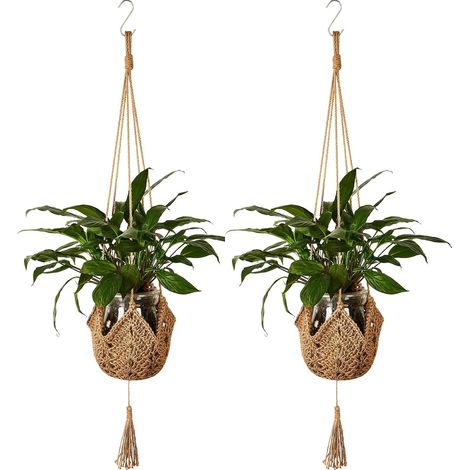 Makramee-jute-seil Zum Aufhängen Von Pflanzenkörben, Wand-blumentopf-haken Mit Aufhängehaken Für Heimdekoration, 2 Stück