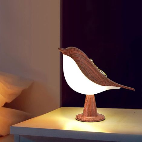 Nachttischlampe Mit Touch-steuerung, Aromatische Lampen, Niedliche Vogelförmige Led-nachttischlampe Mit Usb-ladeanschluss, 3-fach Dimmbare Nachtlicht-schreibtischlampe (mahagoni)