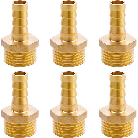 6 Stück Messing-rohrende G1/2" (ø20,3 Mm) Außengewinde X 3/8"-buchse, Messing-rohrverschraubungshaken 10 Mm X G1/2"-rohradapter, Rohrendverschraubung Messing-gewindeverschraubung