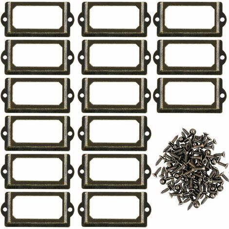 Set Mit 30 Etikettenhaltern Aus Bronzefarbenem Metall – Abmessungen 70 X 33 Mm – Schrauben Zur Befestigung An Möbeln Und Schubladen Im Lieferumfang Enthalten