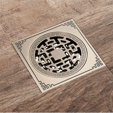 Ymyny Quadratischer Messing-duschablauf 10 X 10 – Badezimmer-duschablauf Im Antik-look, Geruchshemmender Abfluss