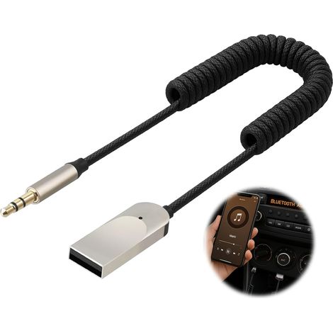 Bluetooth 5.4-klinkenadapter Für Auto, 3,5-mm-aux-receiver Und Usb Für Autoradio-lautsprecher, Verstärker, Lautsprecher, Freisprechen, Bluetooth 5.4 Aux-adapter (dunkelgrau)