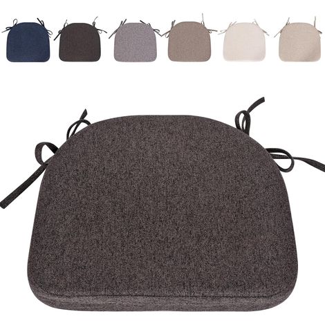 Stuhlkissen-set Mit Bändern (43 X 41 Cm), Rutschfest, Halbkreise, Bequem, Waschbar, Rutschfest – Ideal Für Haus Und Garten (dunkelgrau – 1 Stück)