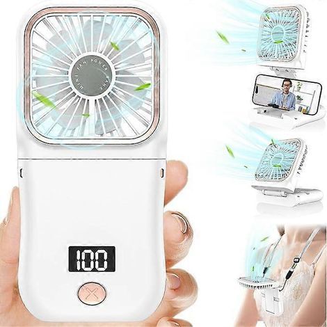 Honornic – Tragbarer Mini-ventilator, Faltbar Und Über Usb Wiederaufladbar, 3 Geschwindigkeiten, Leistungsstark, Ideal Für Büro Und Outdoor (weiß).