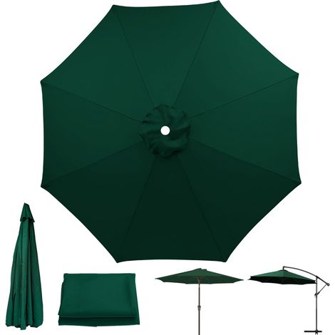 Ersatztuch Für Terrassenschirm, Uv-schutz, Wasserdicht, Sonnenschirmtuch Mit 8 Rippen, Dunkelgrün (nur Sonnenschirmtuch, 3 M)