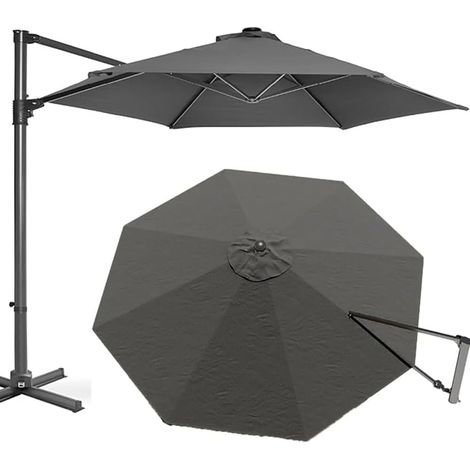Segeltuch-sonnenschirm, 8 Wale, Versetzt, Garten-sonnenschirm-abdeckung, Ersatz-markise, Regenschirm, Terrassenüberdachung, Uv-schutz, Ersatz-abdeckung (grau, 3,5 M)