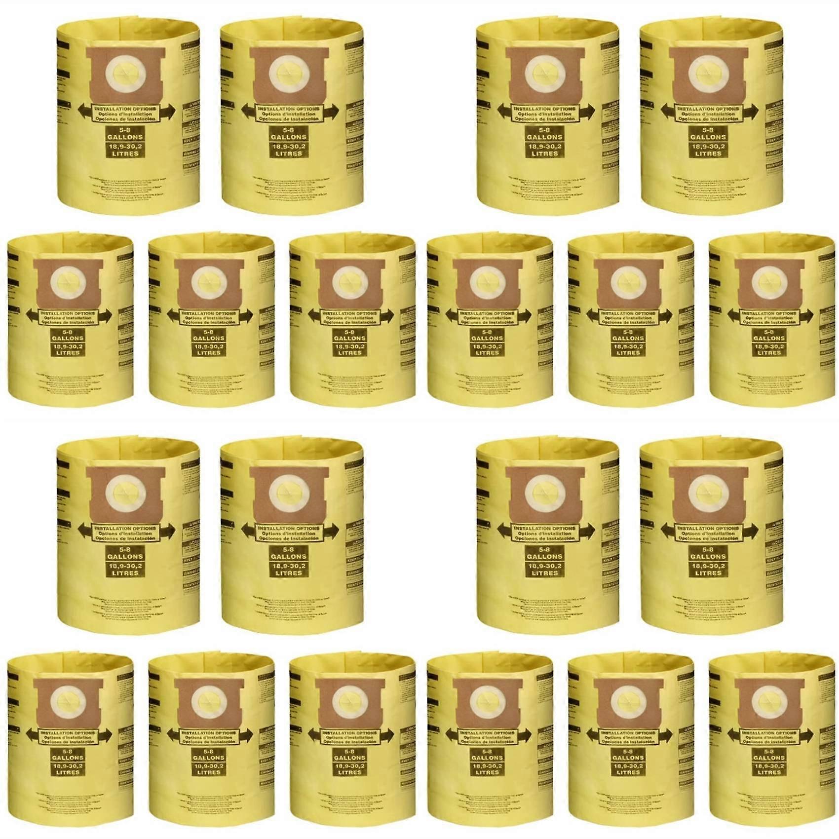 Lot De 20 Sacs Filtrants Pour Aspirateurs Eau Et Poussière De 5 À 8 Gallons (références : 90661, 906-61, 9066100, 90671, 9067100, Etc.).