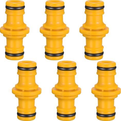 6 Stück Doppel-stecker-schlauchanschlüsse Zum Verbinden Von Gartenschlauchrohren (gelb)