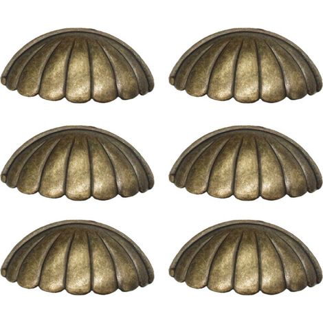 6 Stück Muschelgriff, Messing-türknaufgriff, Muschelform, Retro-möbelgriffe Für Schranktür, Küchentürgriffe