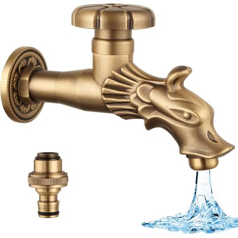 Antiker Garten-wasserhahn Im Renaissance-stil, 1/2 Zoll Messing-wasserspeier-wasserhahn Für Drachenkopf-design, Brunnen Und Waschmaschine 1