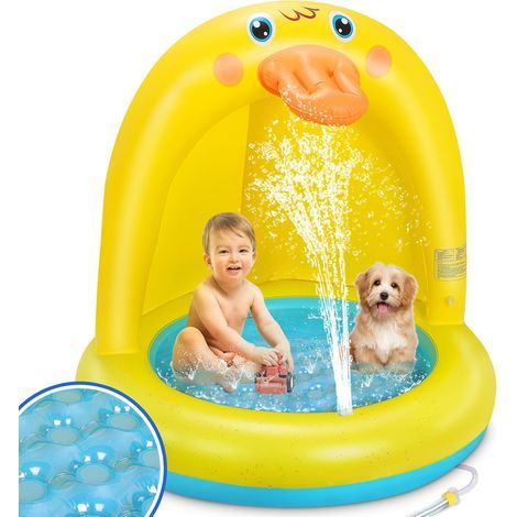 Aufblasbarer Pool Mit Wasserspielplatz, Wasserspiele Im Freien Für Kinder, Aufblasbarer Pool Mit Pvc-überdachung Und Extra Weichem Blasenboden Für Kinder Im Alter Von 3–6 Jahren (jungen Und Mädchen)