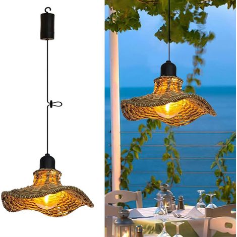 Batteriebetriebene Rattan-hängelampe 18,5 X 7,5 Cm, Warmes Licht, Wasserdicht Ip44, Geeignet Für Gärten Im Freien Und Heimdekoration