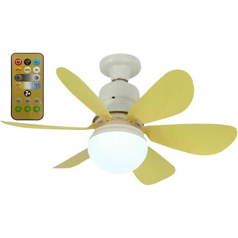 Bomkra Deckenventilator Mit Licht Und Fernbedienung, 30-w-lampe Mit E27-fassung, Dimmbare Led, Geräuscharm, 6 Flügel, 3 Geschwindigkeiten, Timer – Holz