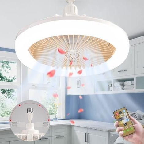 Deckenventilator Mit Licht Shengou, E27 Geräuschlos Mit Fernbedienung – Gelb (26 Cm)