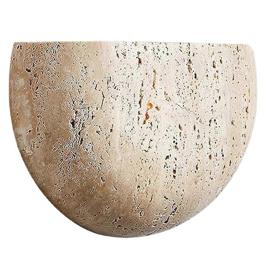 Applique Murale Moderne En Marbre Jaune Travertin, Abat-jour Semi-circulaire En Pierre Naturelle, Luminaire Décoratif Pour Style Champêtre.