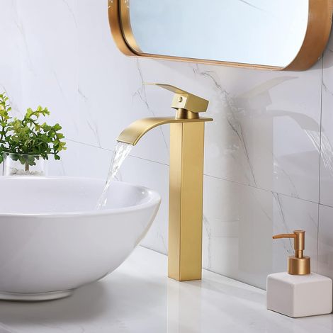 Hoher Messing-waschtischmischer – Einhebelmischer – Warm-/kaltwasserschalter – Sanfter, Gleichmäßiger Durchfluss – Einfache Installation