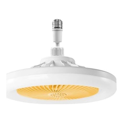 Oksan Deckenventilator Mit Licht, Fernbedienung, Geräuschlos, Dimmbare Led E27, 3 Geschwindigkeiten – Gelb