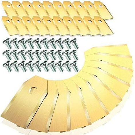 Verlängertes Einloch-rasenmähermesser, Gartenrasenmähermesser 43180,75 Mm, Gold, 30 Stück + 30 Schrauben