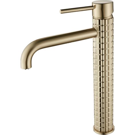 Badezimmer-wasserhahn Aus Gebürstetem Gold – Hohe Waschtischarmatur. Gold-waschtischarmatur – Waschtischarmaturen Aus Messing