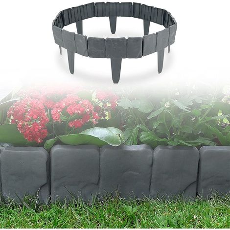 10 Stück Garteneinfassung Für Den Außenbereich, 2,5 M, Rasenkante, Rasenkante, Gartenzaunkante, Steineffekt-zaun, Graue Rasenkante Aus Kunststoff